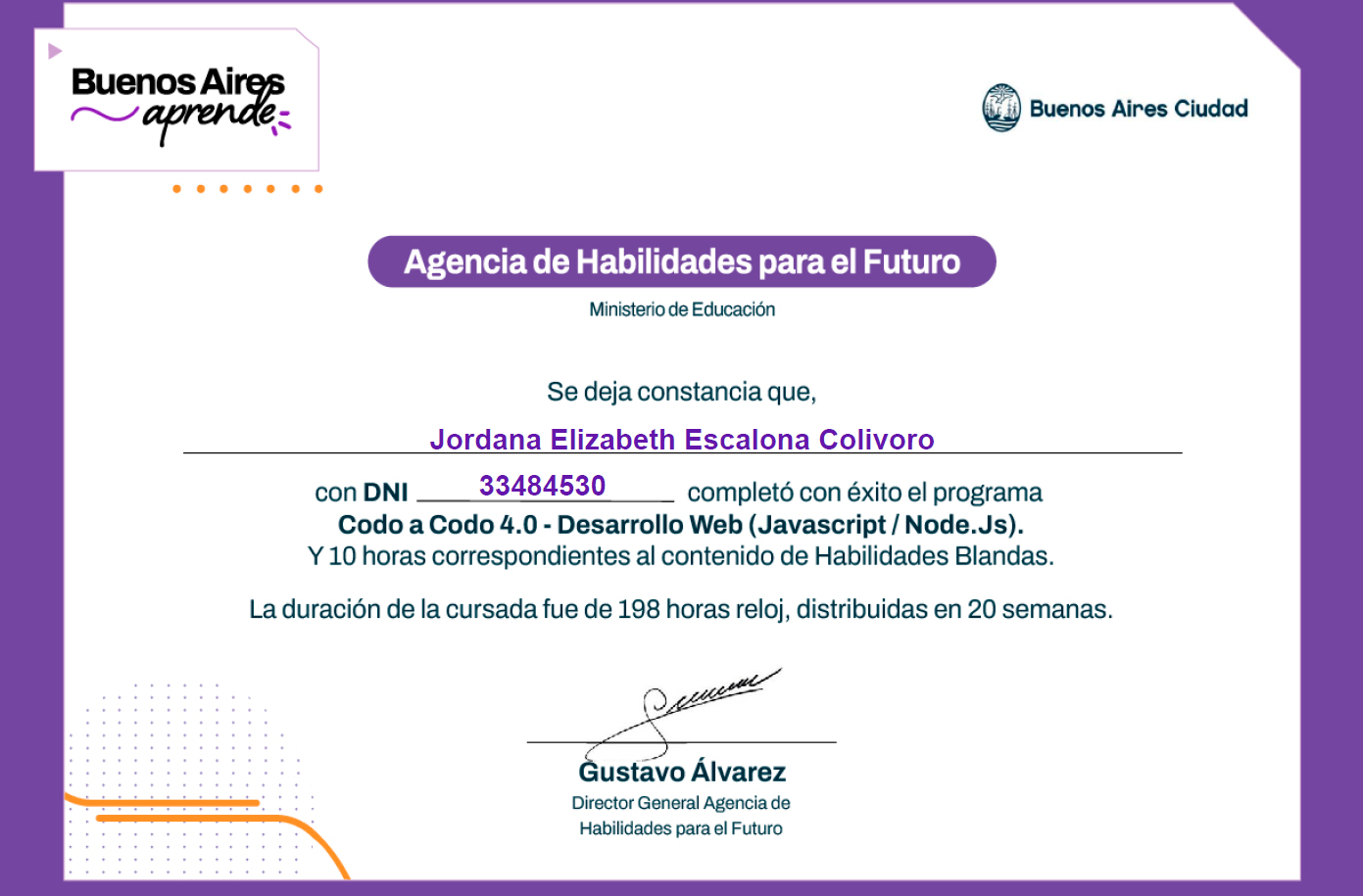Certificado Node.Js y habilidades blandas