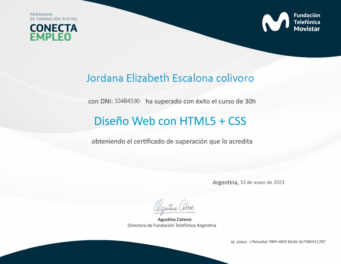 Certificado Desarrollo Web con HTML5 + CSS